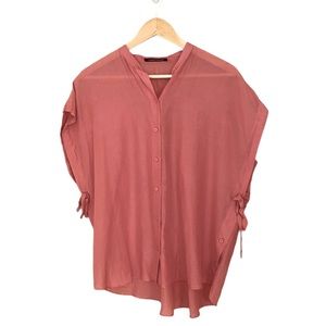 Louisa Cerano Rose Pink Cotton Silk Blouse Designer Luxury Size 8 Like New